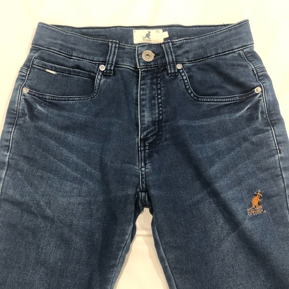 KANGOL Stretch Knit Denim Skinny Fit Jeans w/ logo - Picture 2 of 10